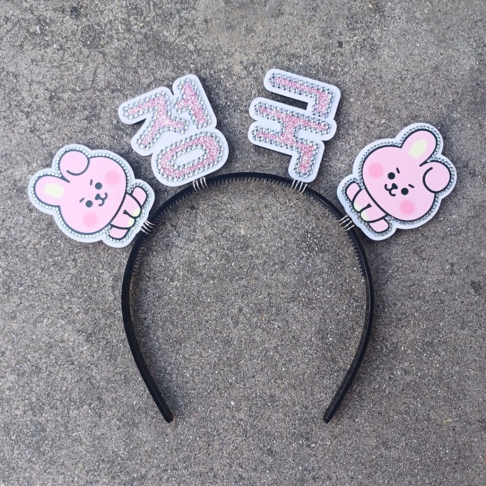 Jungkook BTS Headband KPOP Rhinestone Hair Banner Hangul Name Handmade